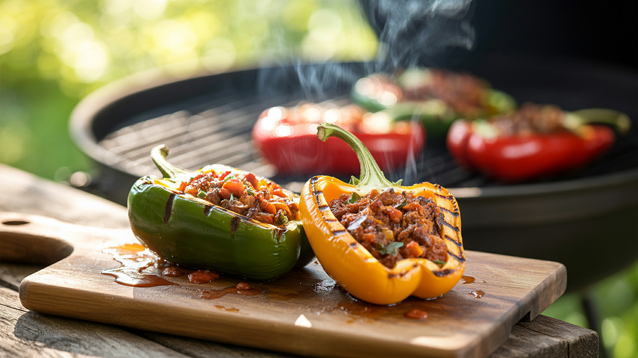 Grilled Stuffed Peppers Recipe - Perfect BBQ Vegetable plated