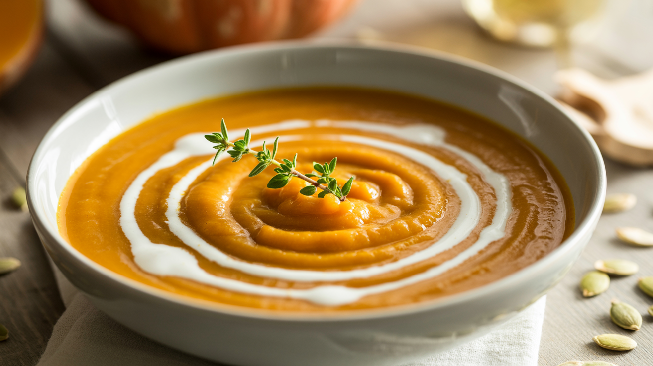 Roasted Butternut Squash Soup Recipe - Creamy & Delicious plated