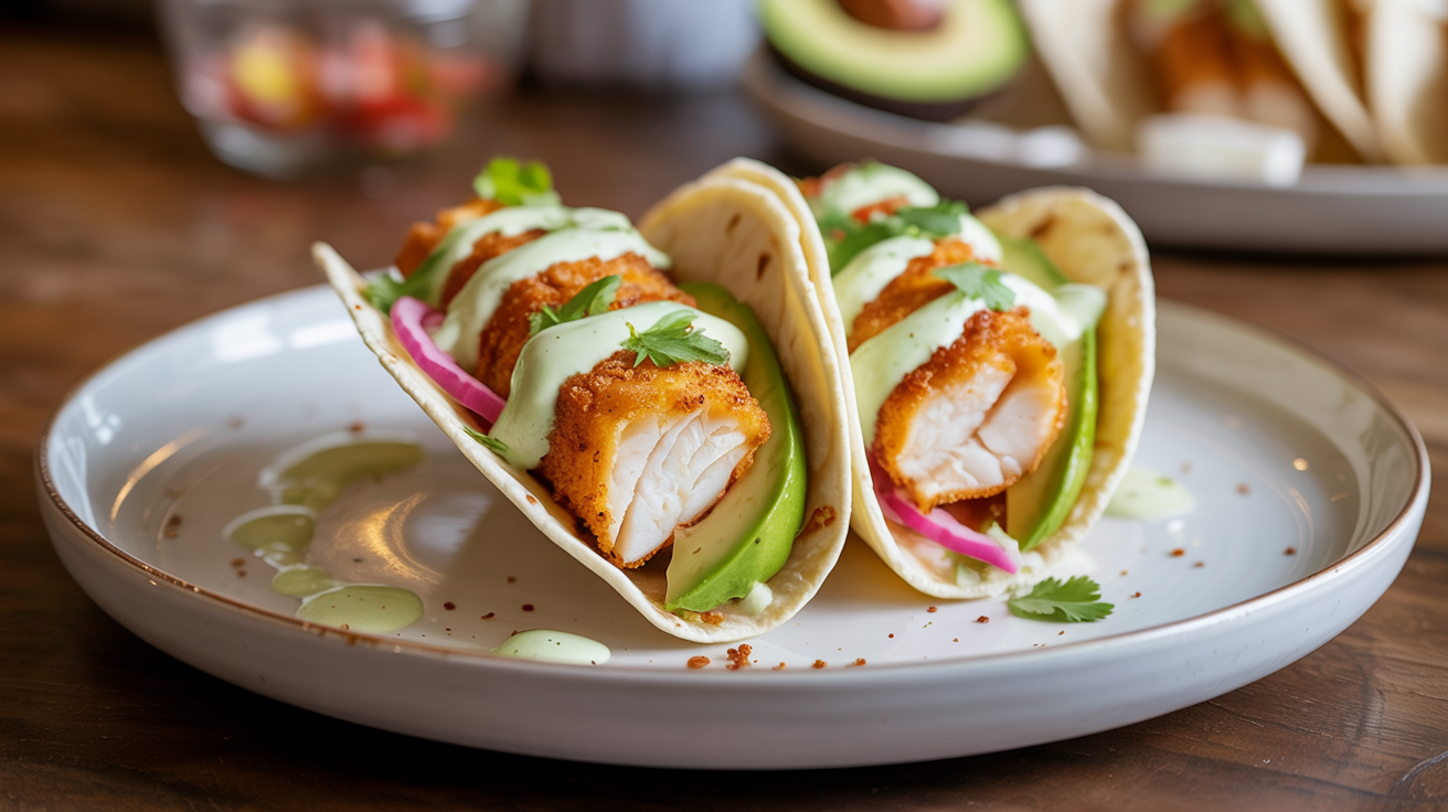 Air Fryer Fish Tacos Recipe - Crispy and Delicious plated