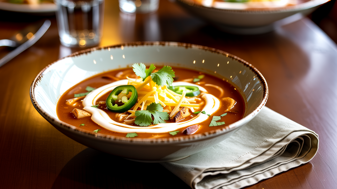 Slow Cooker Chicken Enchilada Soup Recipe plated