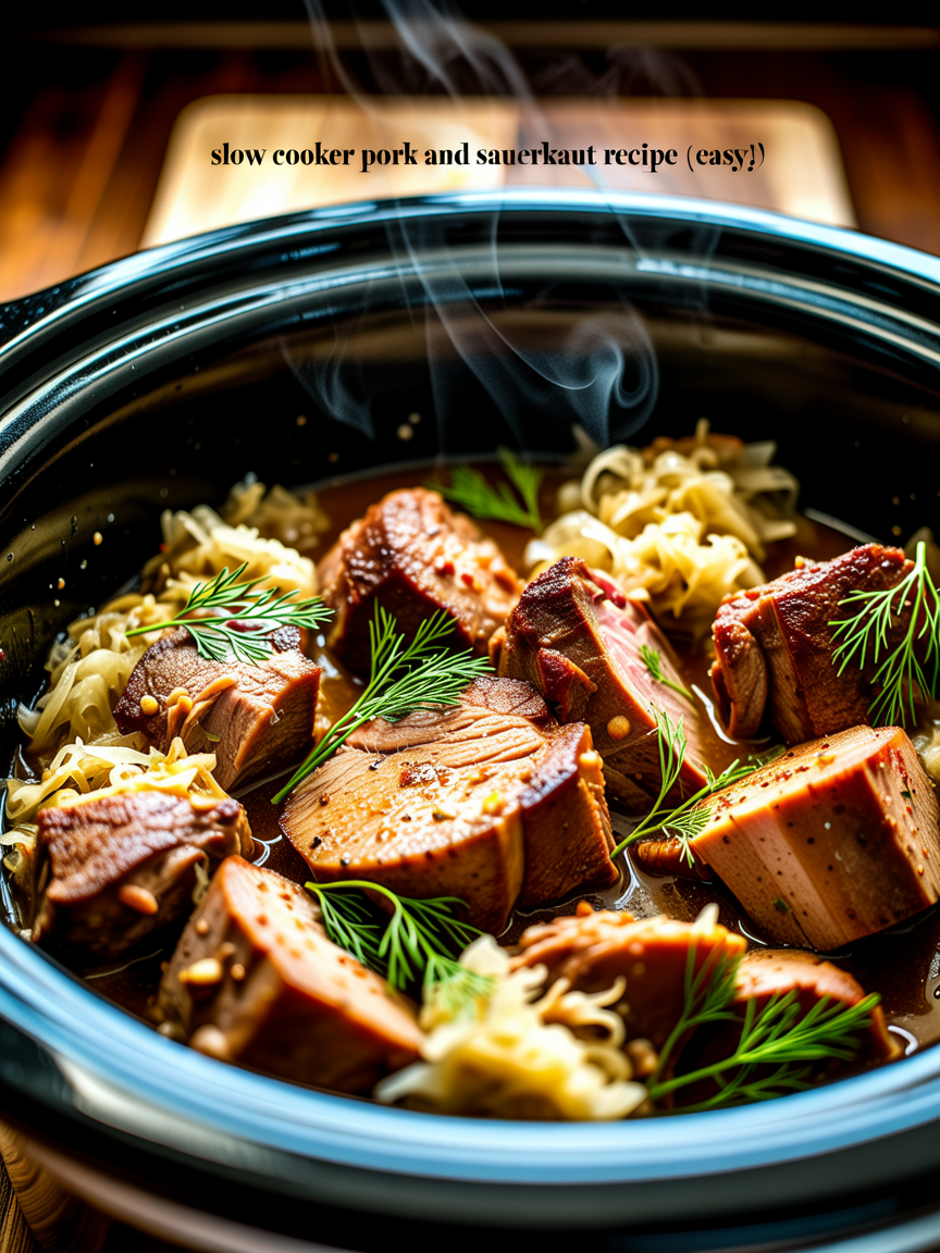 Slow Cooker Pork and Sauerkraut Recipe (Easy!) closeup detail