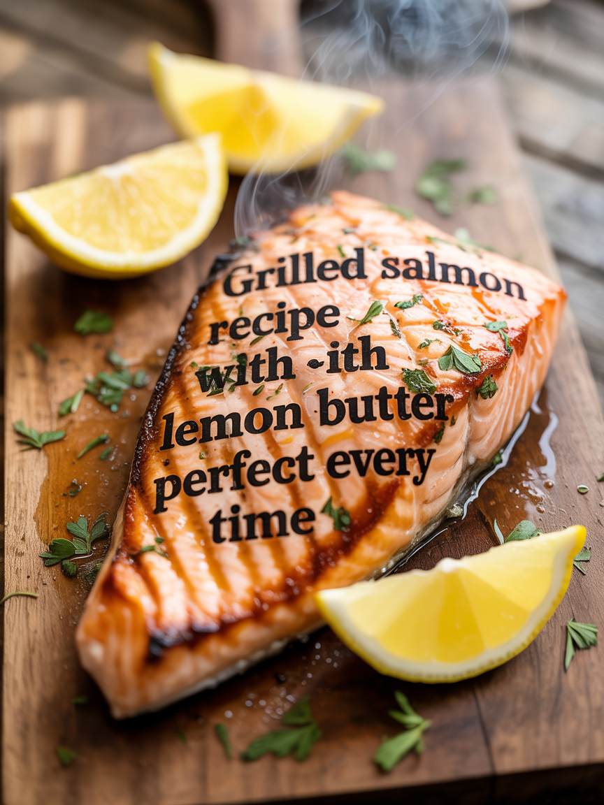 Grilled Salmon Recipe with Lemon Butter - Perfect Every Time closeup detail