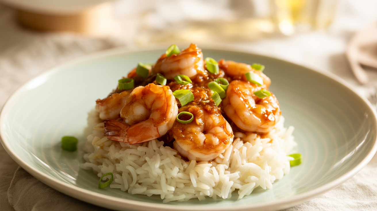 Honey Garlic Shrimp Recipe - Sweet & Spicy in 15 Minutes plated