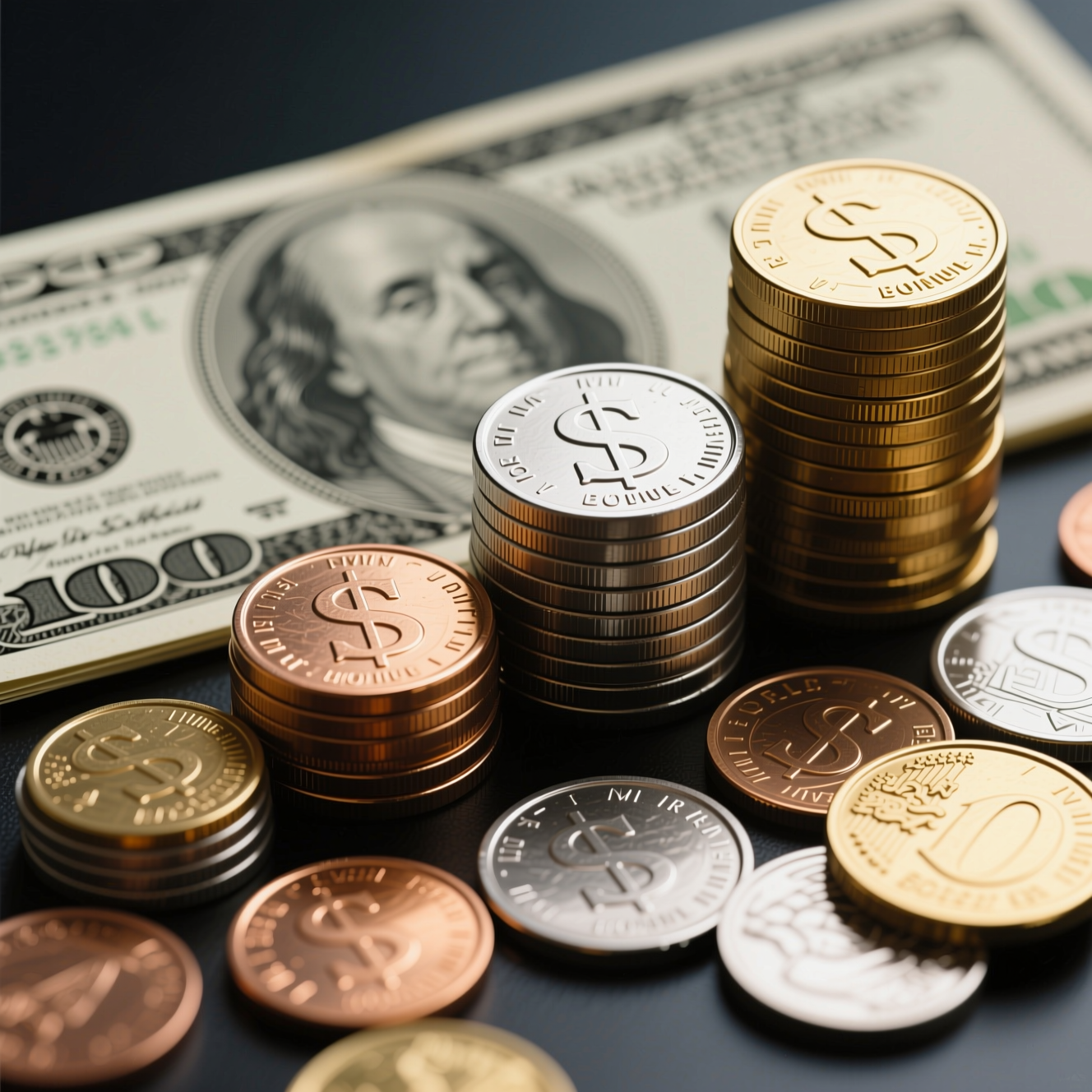 The Evolution of Money, related to money, photorealistic, high quality, sharp