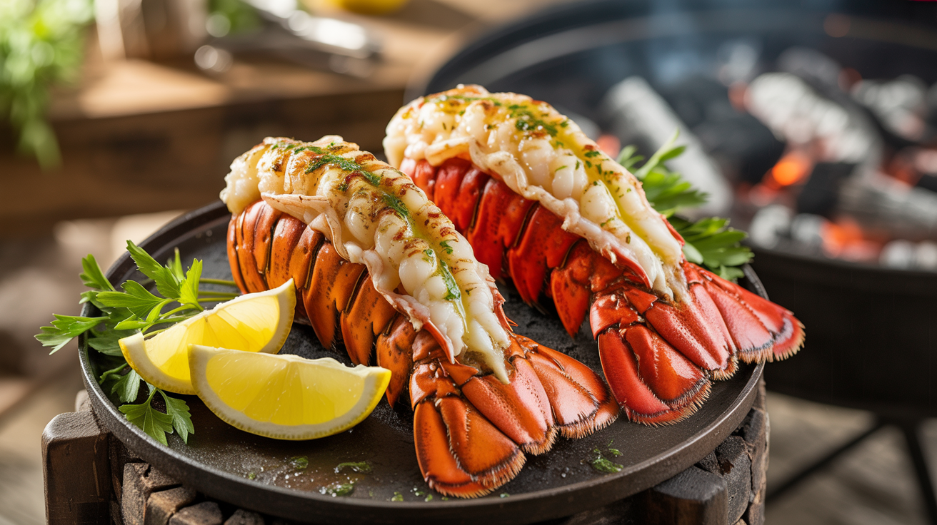Grilled Lobster Tails Recipe with Garlic Butter plated