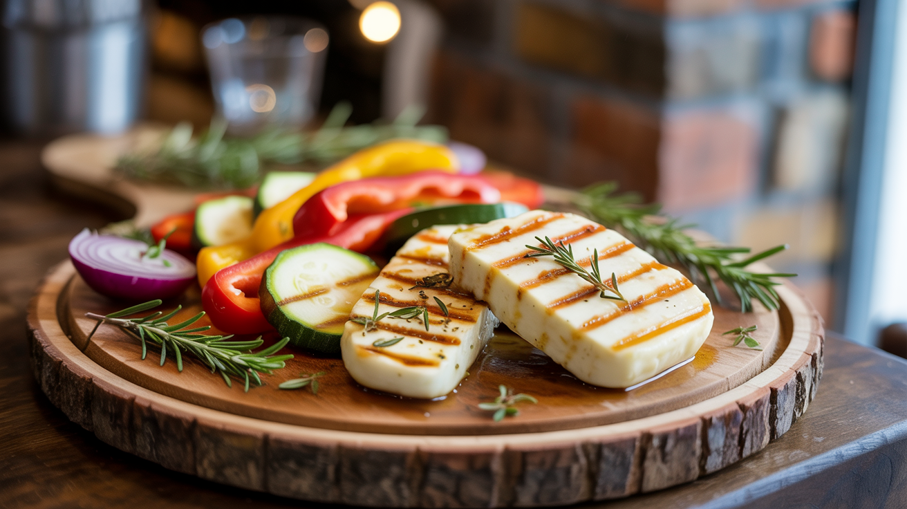 Grilled Halloumi Recipe with Vegetables - BBQ Perfection plated
