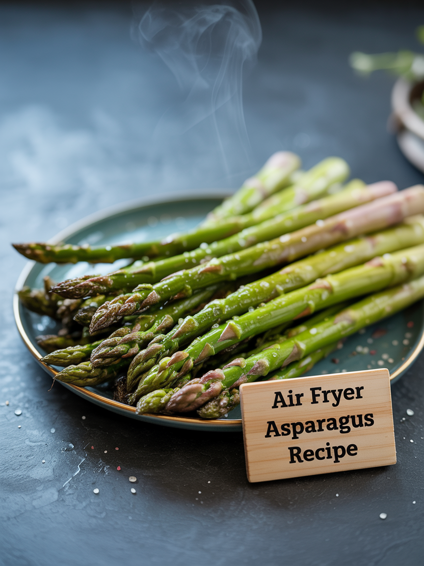 Air Fryer Asparagus Recipe - Crispy in 10 Minutes closeup detail