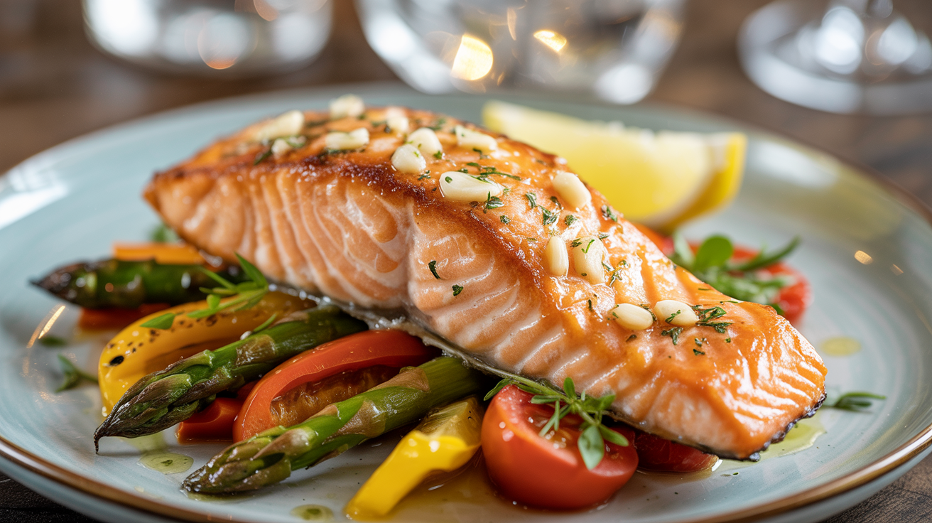 Garlic Butter Salmon Recipe - Crispy & Delicious plated