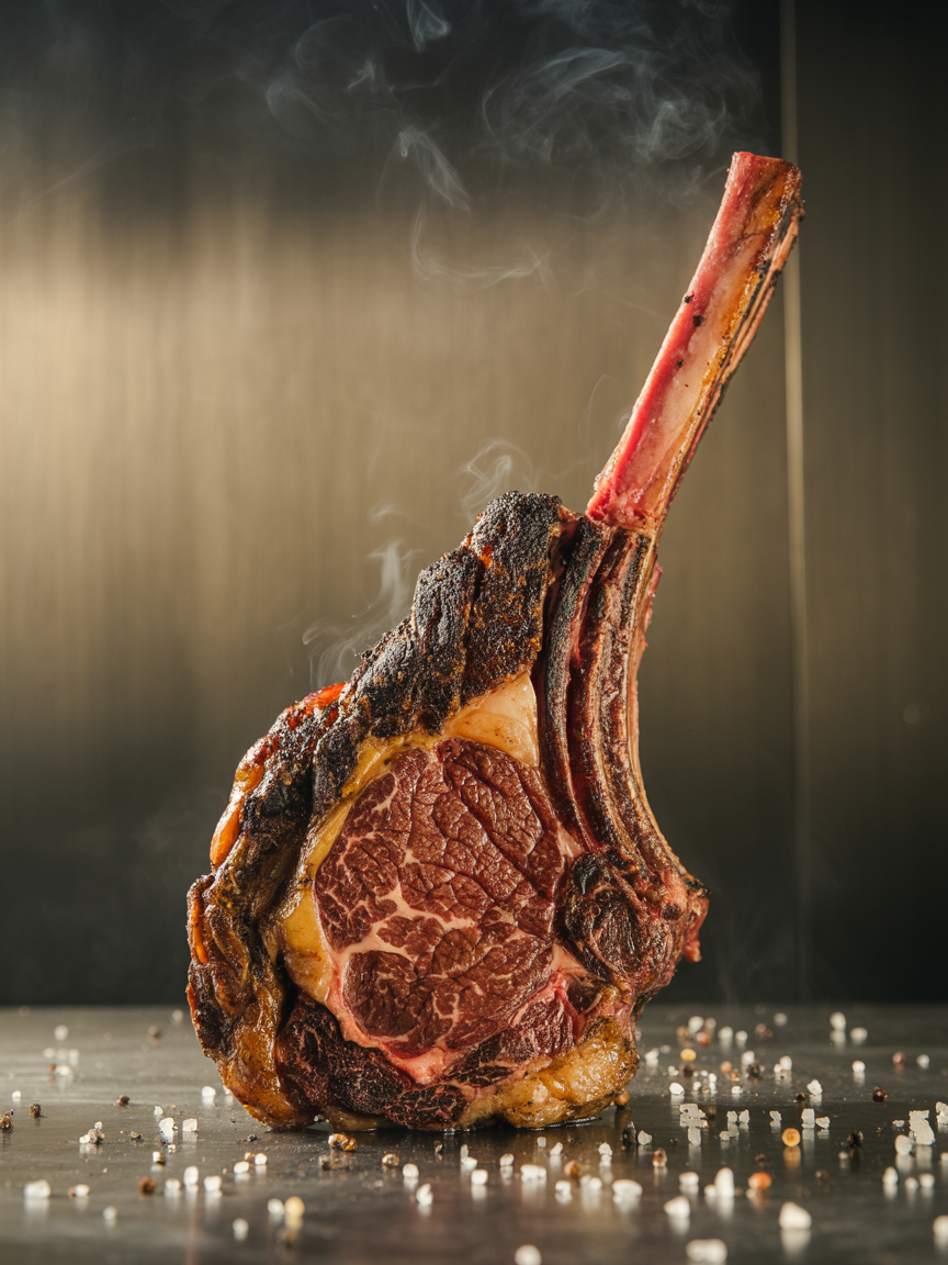 Tomahawk Steak Recipe: Reverse Seared to Perfection closeup detail