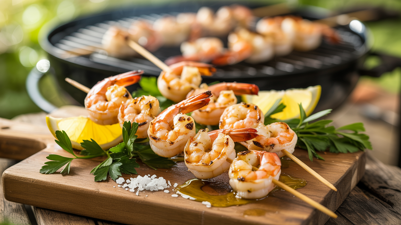 Grilled Shrimp Skewers Recipe - Perfect BBQ Seafood plated