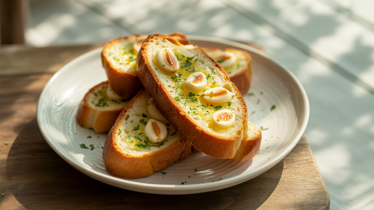 Air Fryer Garlic Bread Recipe - Crispy in 8 Minutes plated