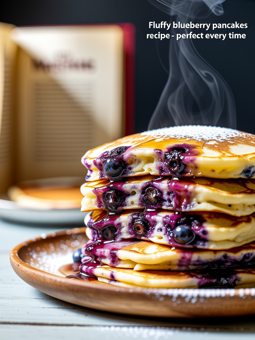 Fluffy Blueberry Pancakes Recipe - Perfect Every Time closeup detail