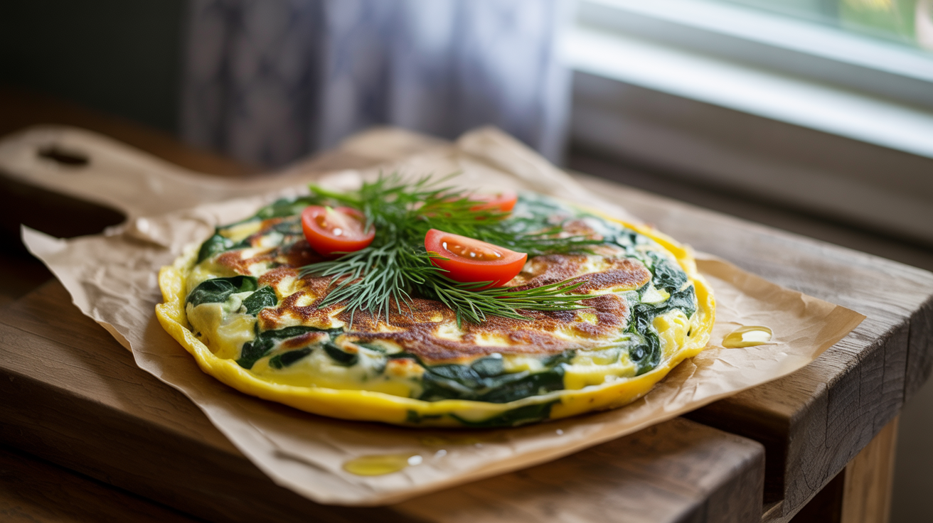 Spinach Feta Omelette Recipe - Fluffy & Delicious
