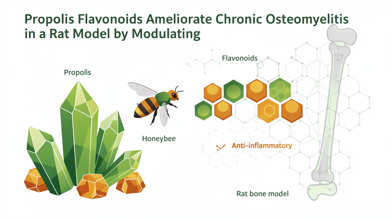 Propolis Flavonoids Ameliorate Chronic Osteomyelitis in a Rat Model by Modulating TAZ-Regulated Treg/Th17 Balance. scientific illustration