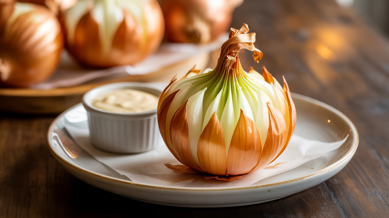 Air Fryer Blooming Onion Recipe - Crispy and Easy plated
