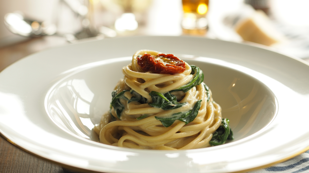 Creamy Tuscan Garlic Pasta - Easy 30-Minute Recipe plated