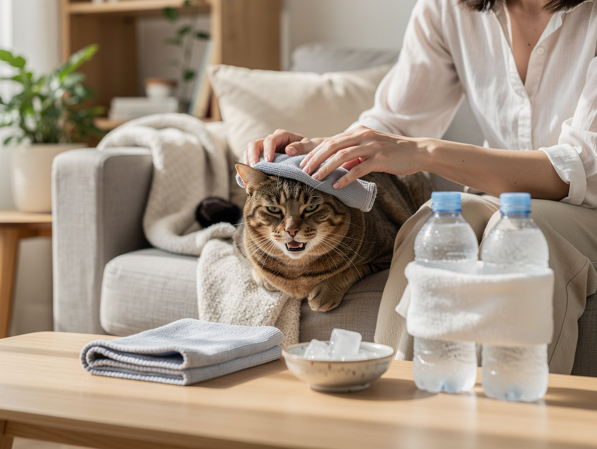 Astuces maison pour rafraîchir son chat : linge humide, glaçons et bouteilles glacées – comment rafraîchir son chat en été