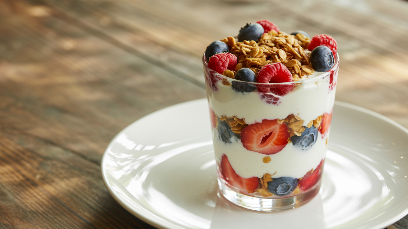 Greek Yogurt Parfait Recipe - Easy Healthy Breakfast plated