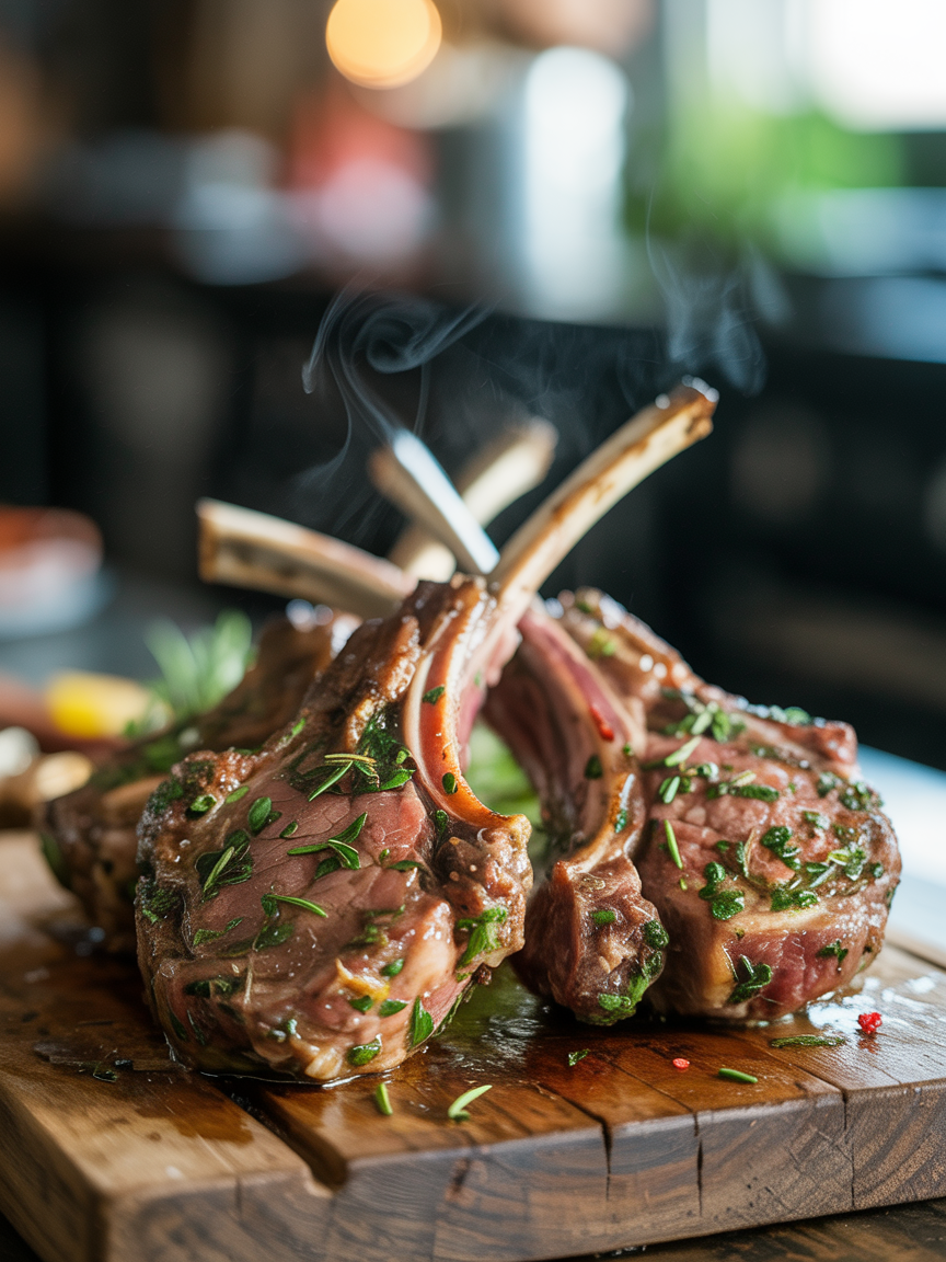 Garlic Herb Lamb Chops Recipe - Easy & Elegant closeup detail