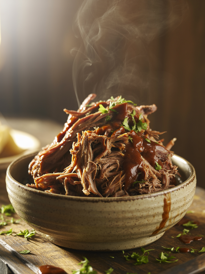 Slow Cooker Pulled Pork: Tender and Smoky Recipe closeup detail