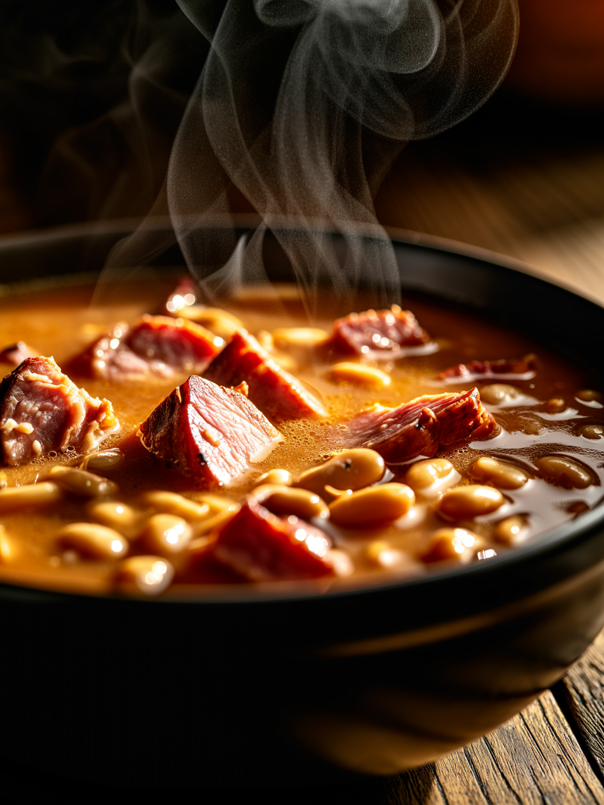 Slow Cooker Ham and Bean Soup Recipe closeup detail