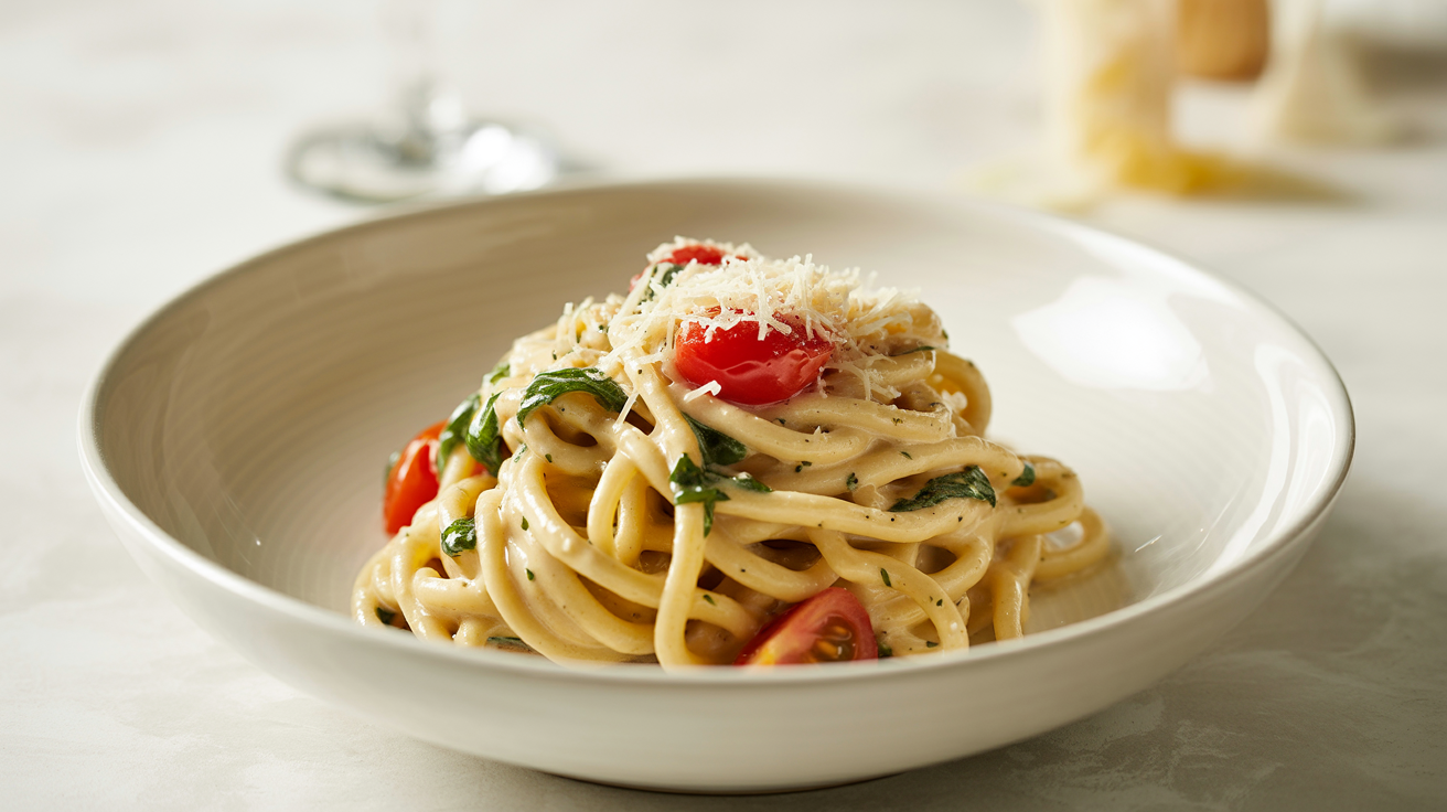 Creamy Tuscan Garlic Pasta Recipe - Restaurant Quality plated