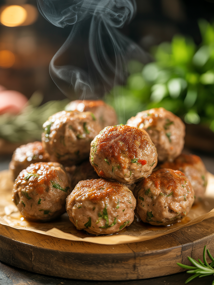 Air Fryer Turkey Meatballs Recipe - Easy and Healthy closeup detail