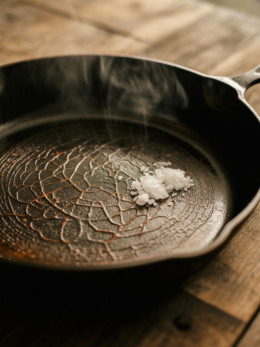 How to Season Cast Iron Skillet the Right Way closeup detail