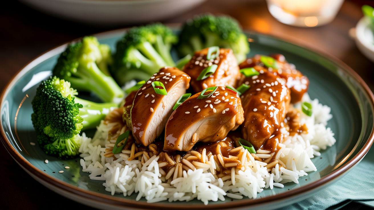 Slow Cooker Honey Garlic Chicken Recipe (Easy!) plated