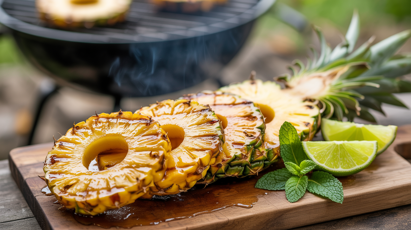 Grilled Pineapple Recipe with Honey Glaze plated