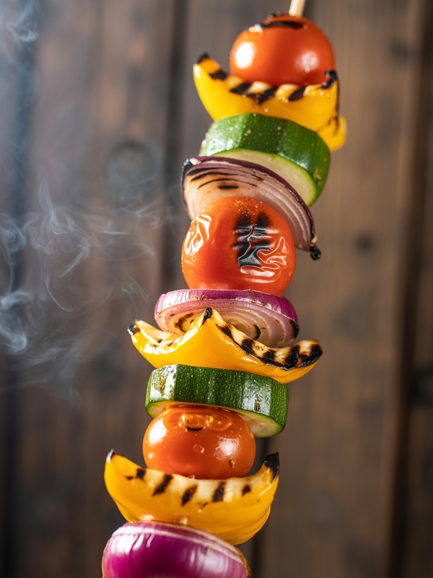 Grilled Vegetable Kabobs Recipe - Bold Fire-Kissed Flavor closeup detail