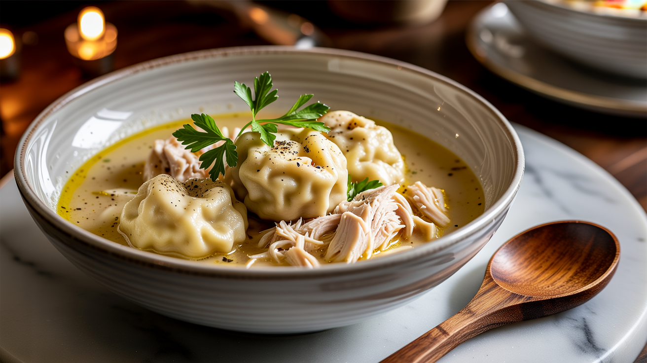 Slow Cooker Chicken and Dumplings Recipe plated