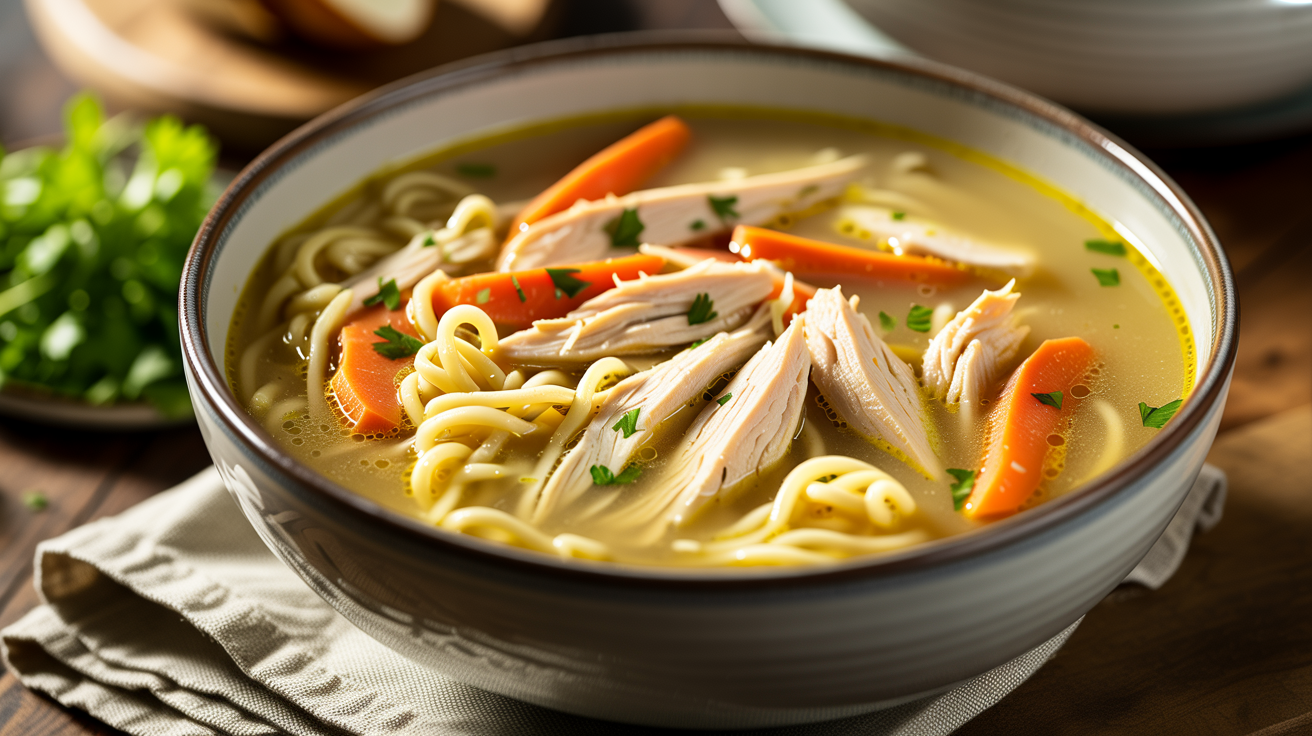 Slow Cooker Chicken Noodle Soup Recipe plated