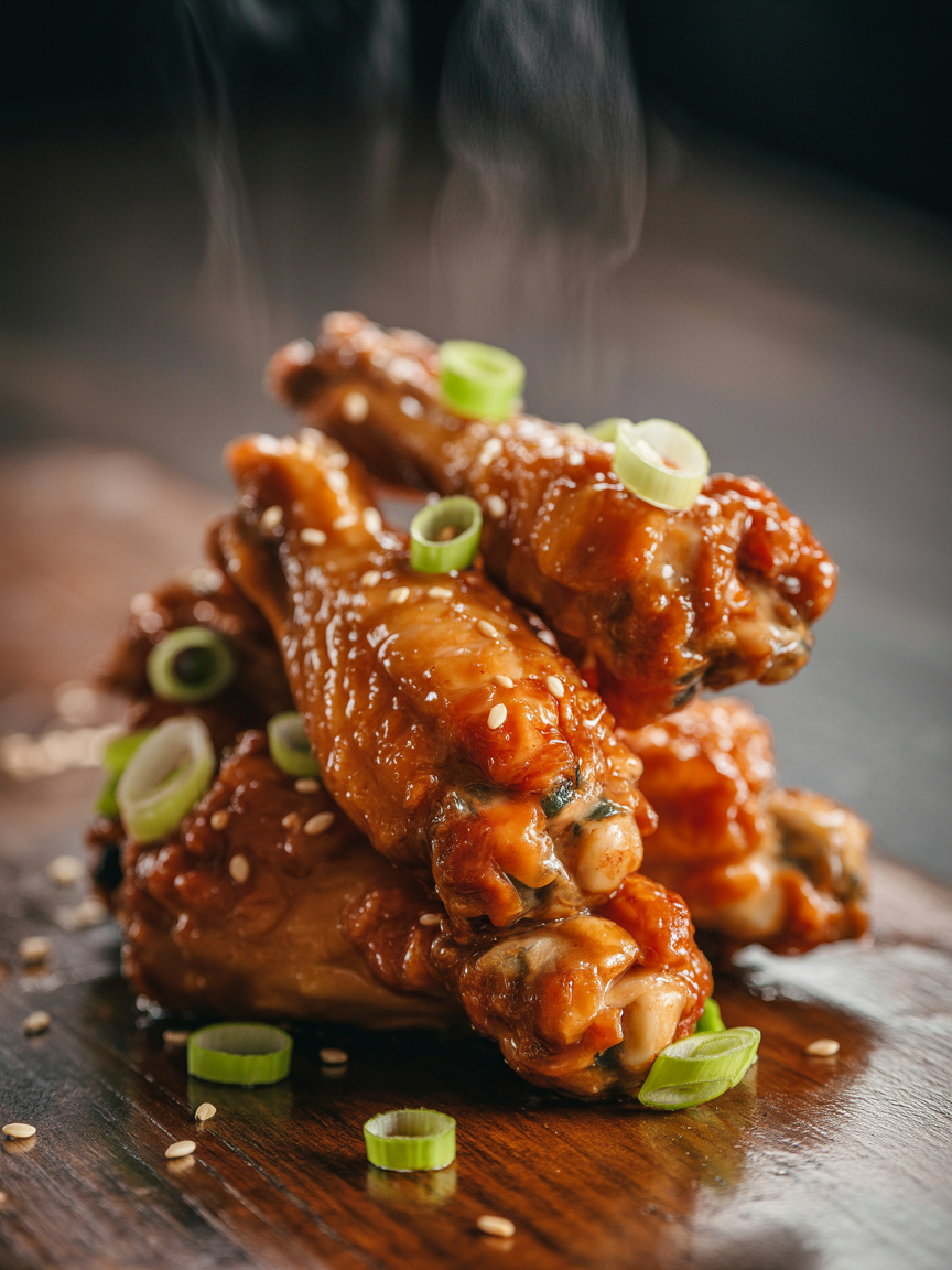 Sticky Asian Chicken Wings Recipe - Sweet & Savory Glaze closeup detail