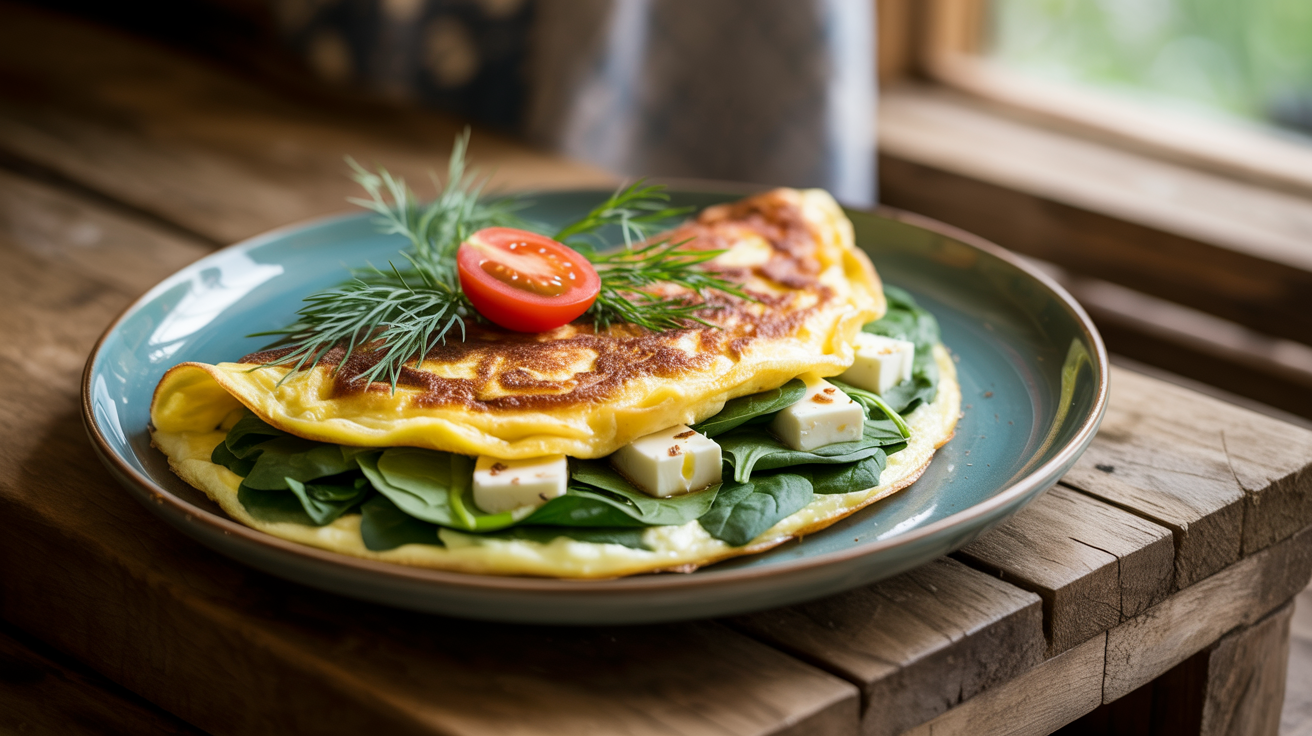 Spinach Feta Omelette Recipe - Perfect Mediterranean Breakfast