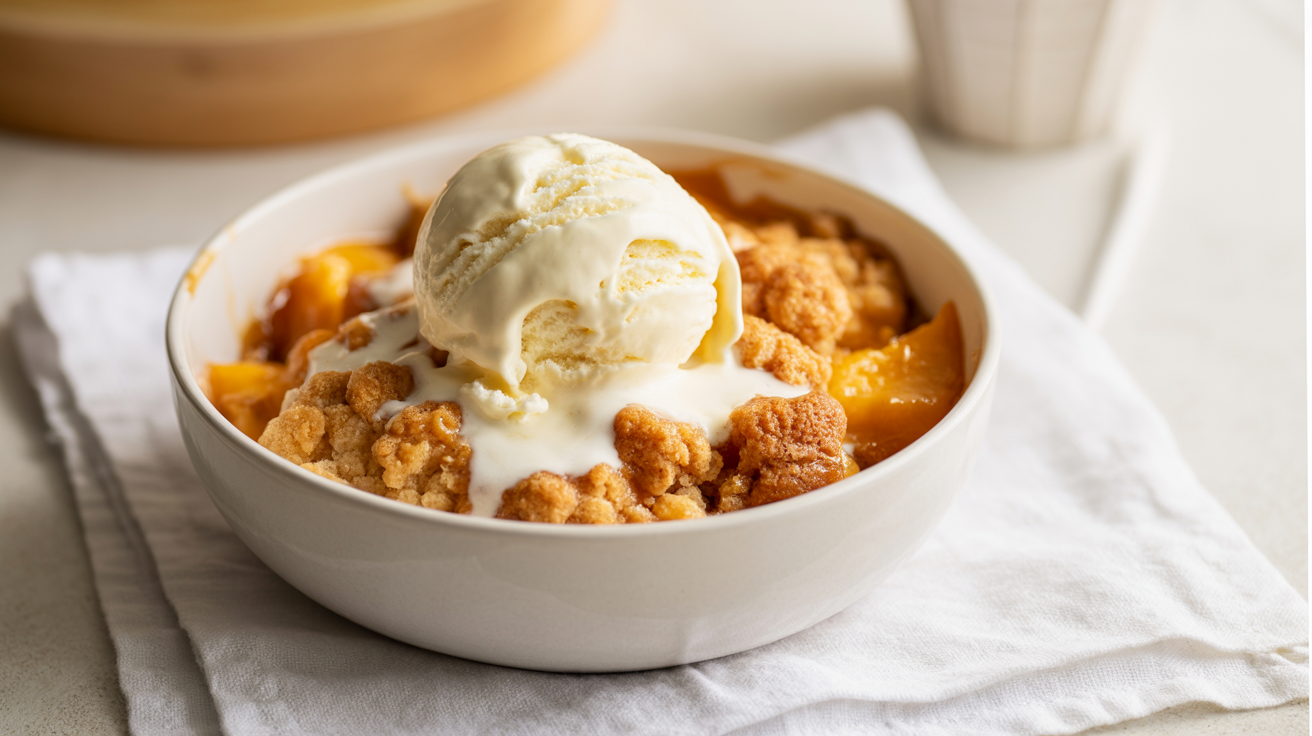 Air Fryer Peach Cobbler Recipe - Easy and Delicious plated