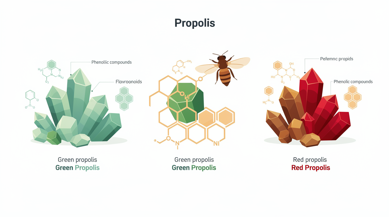 Brown, green and red propolis extracts: characterisation and potential as preservatives of ripened cheeses. scientific illustration