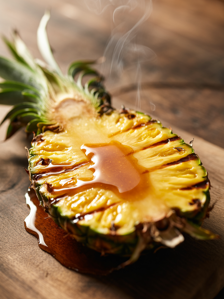 Grilled Pineapple Recipe with Honey Glaze closeup detail