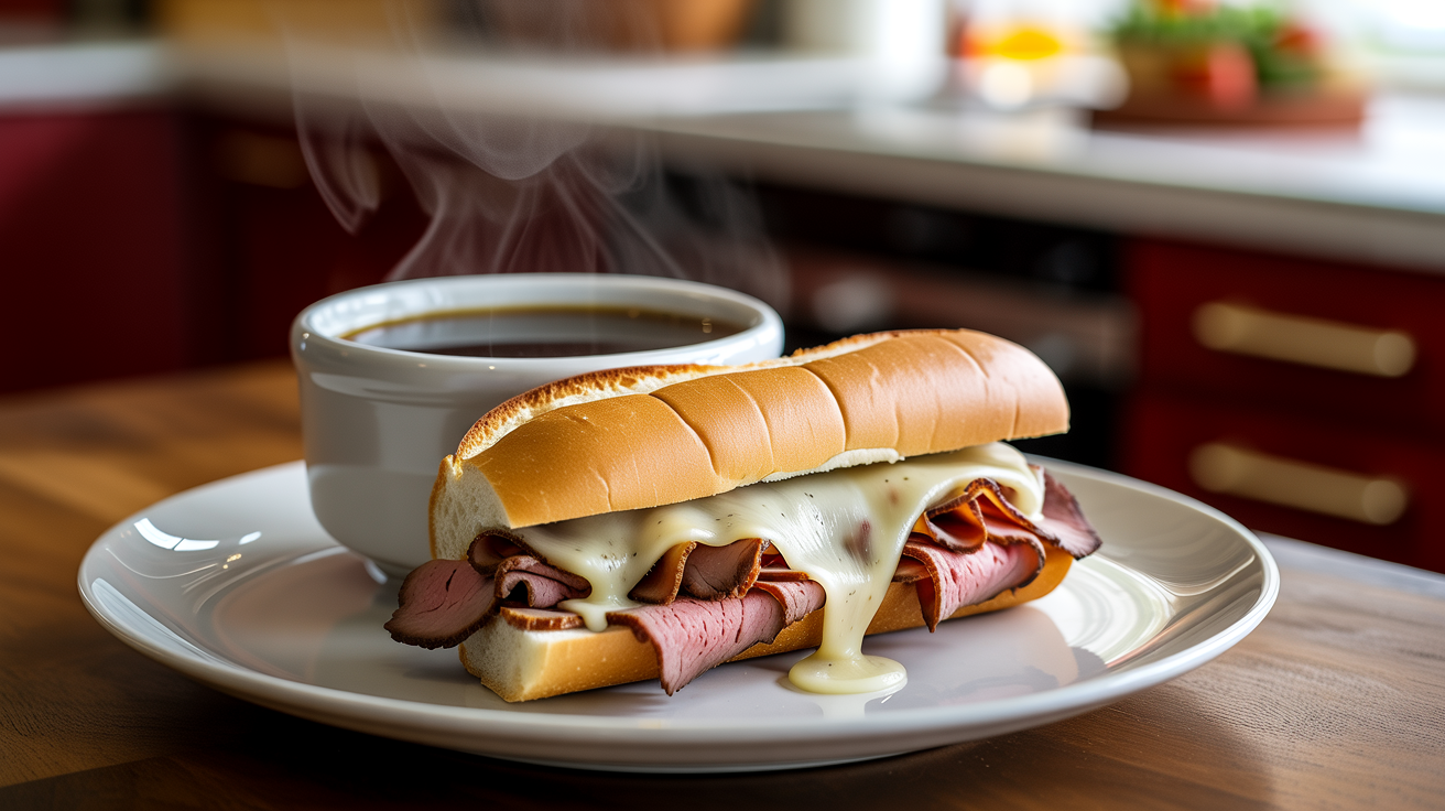 Slow Cooker French Dip Recipe (Tender & Juicy) plated