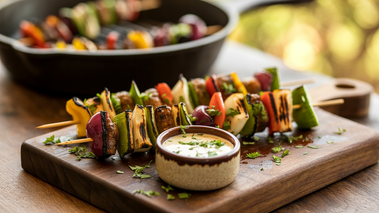 Grilled Vegetable Kabobs Recipe - Bold Fire-Kissed Flavor plated