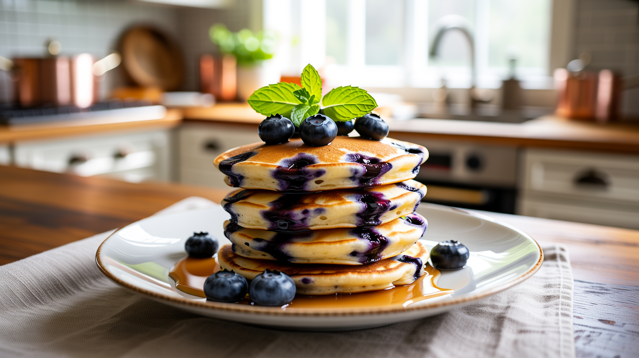Fluffy Blueberry Pancakes Recipe - Perfect Every Time plated