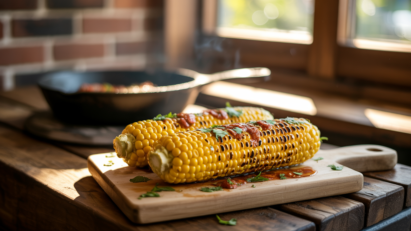 Grilled Corn on the Cob Recipe with Spicy Chili Butter plated
