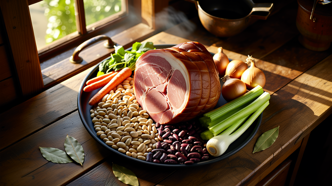 Slow Cooker Ham and Bean Soup Recipe ingredients