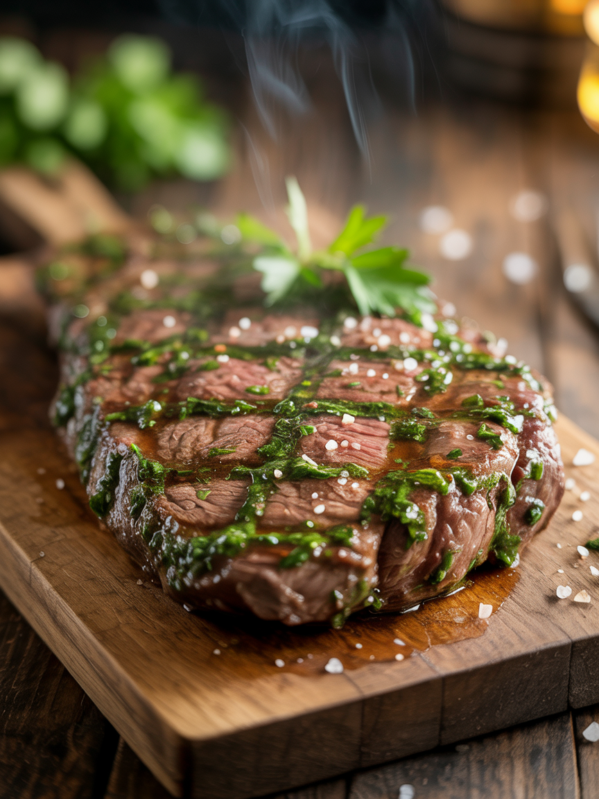 Best Chimichurri Flank Steak Recipe - Easy & Flavorful closeup detail