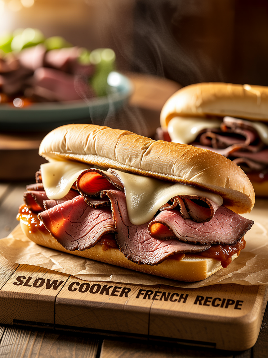 Slow Cooker French Dip Recipe (Tender & Juicy) closeup detail