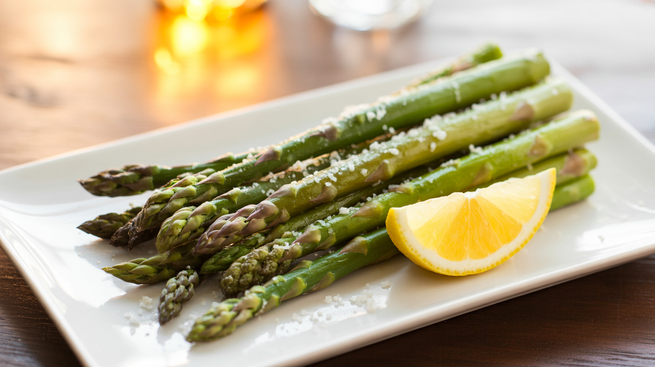Air Fryer Asparagus Recipe - Crispy in 10 Minutes plated