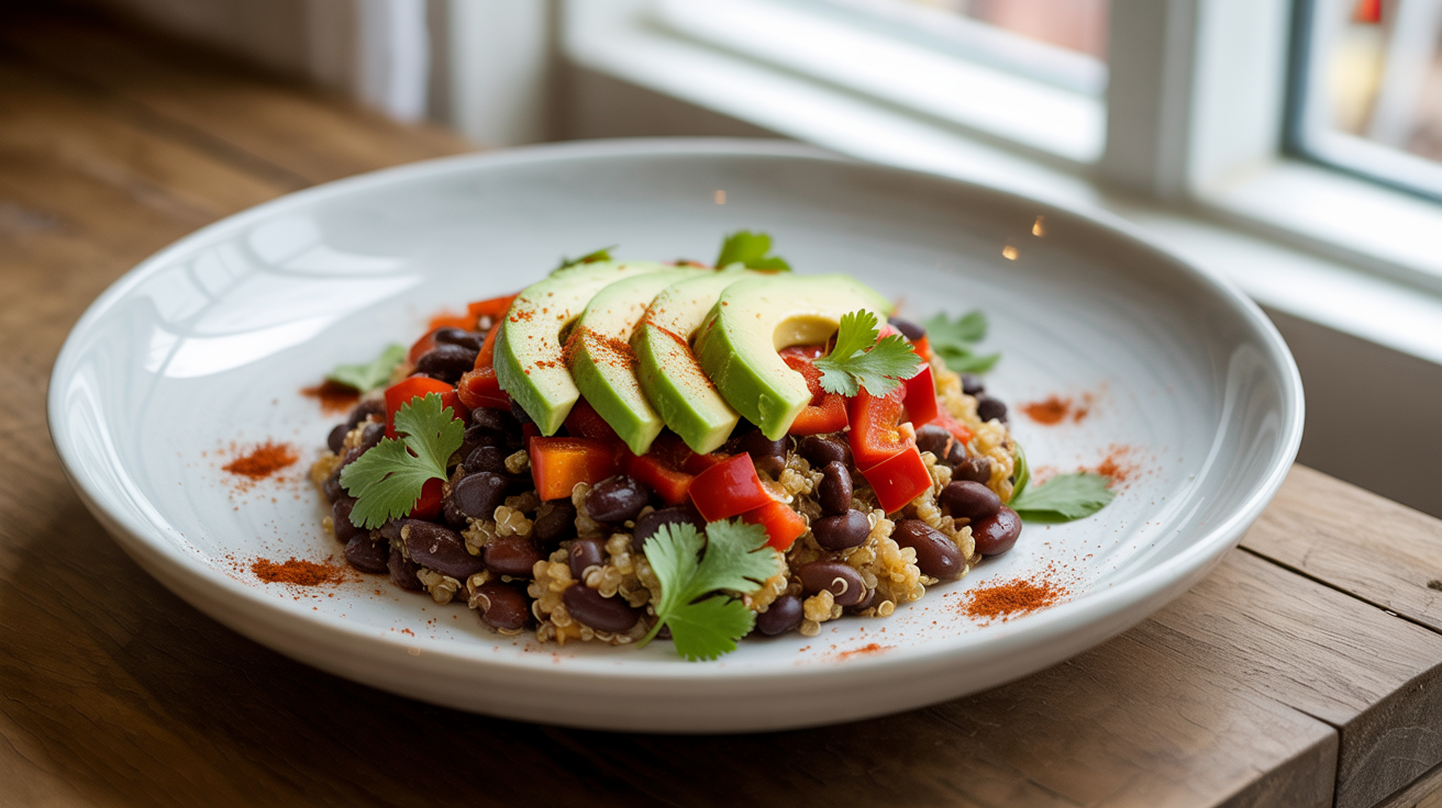 Quinoa Black Bean Bowl Recipe - Easy & Nutritious Meal plated