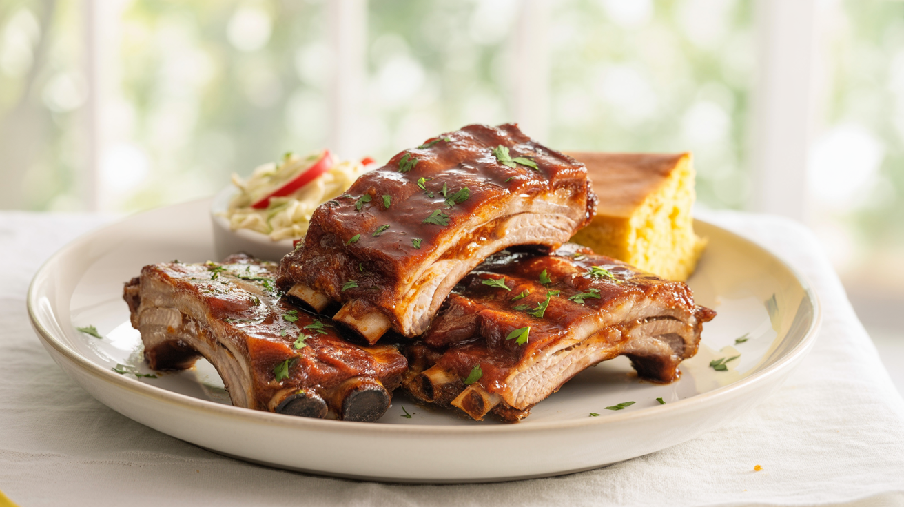 Slow Cooker BBQ Ribs - Fall-Off-Bone Tender Recipe plated