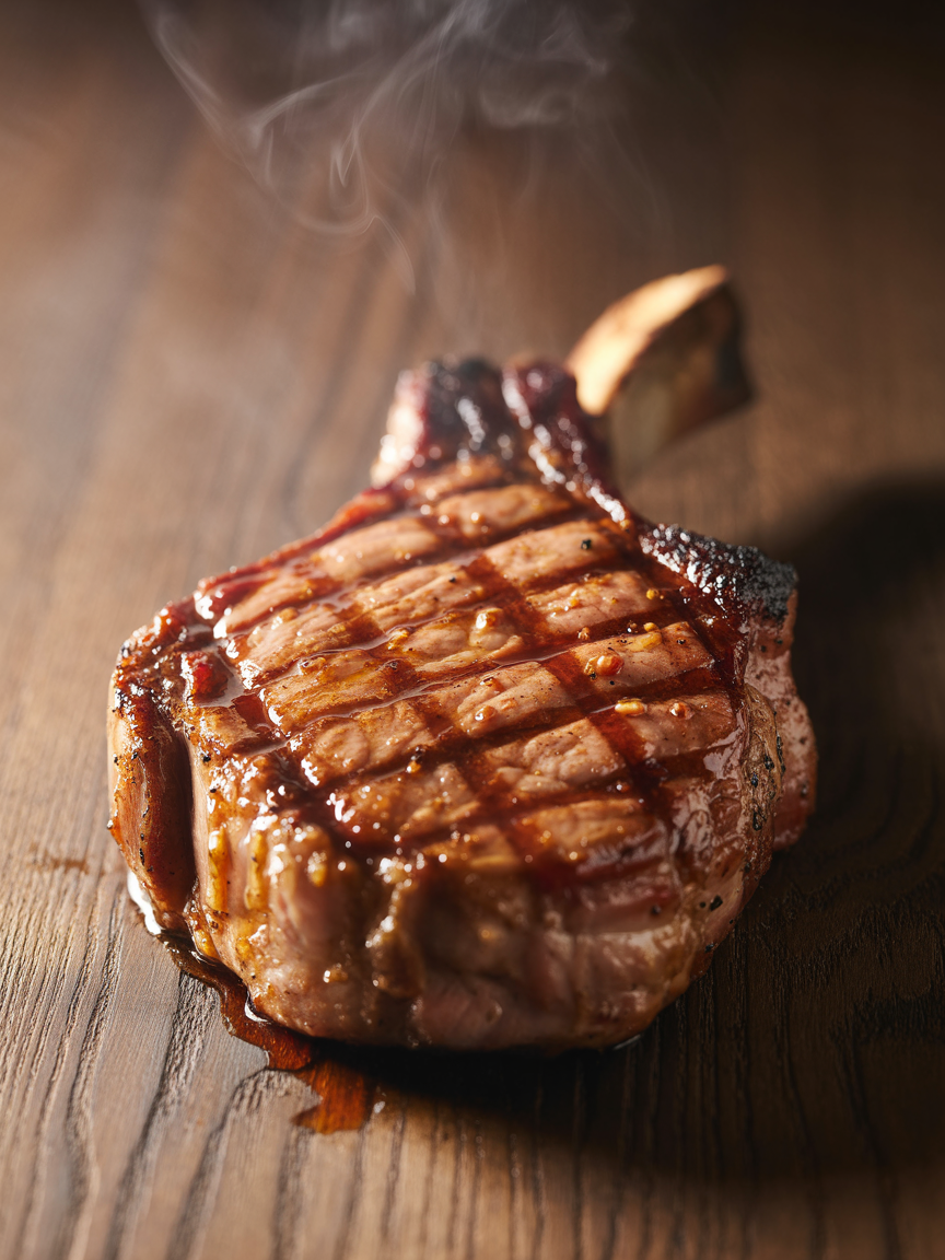 Grilled Pork Chops Recipe with Apple Glaze - BBQ Perfection closeup detail