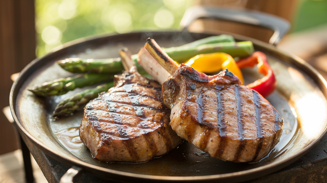 Grilled Pork Chops Recipe with Apple Glaze - BBQ Perfection plated